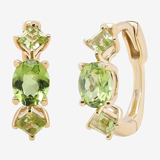 Limited Quantities! Womens Genuine Green Peridot 10K Gold 12mm Hoop Earrings