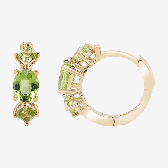 Limited Quantities! Womens Genuine Green Peridot 10K Gold 12mm Hoop Earrings