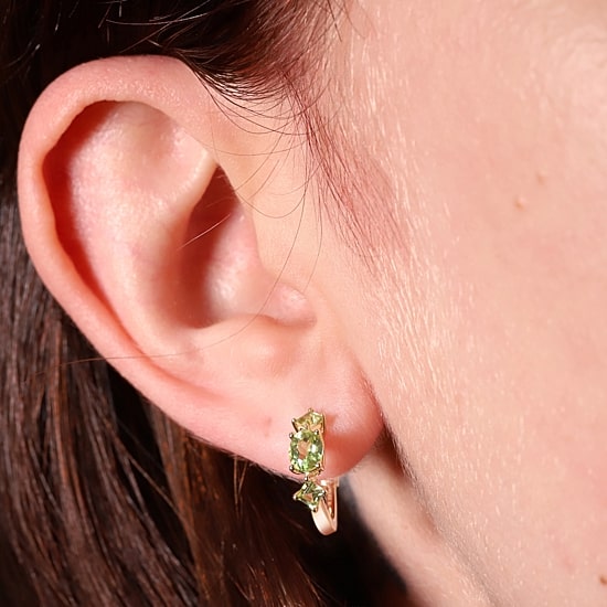 Limited Quantities! Womens Genuine Green Peridot 10K Gold 12mm Hoop Earrings