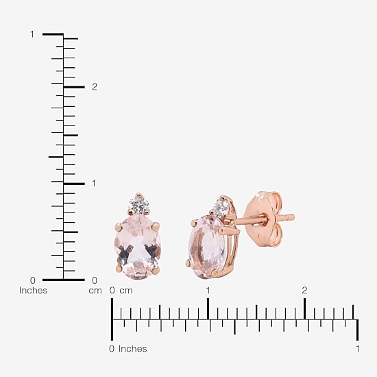 Limited Quantities! Diamond Accent Genuine Pink Morganite 10K Gold 9mm Stud Earrings