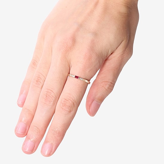 Limited Quantities! Womens Diamond Accent Lead Glass-Filled Red Ruby 10K Gold Rectangular Cocktail Ring