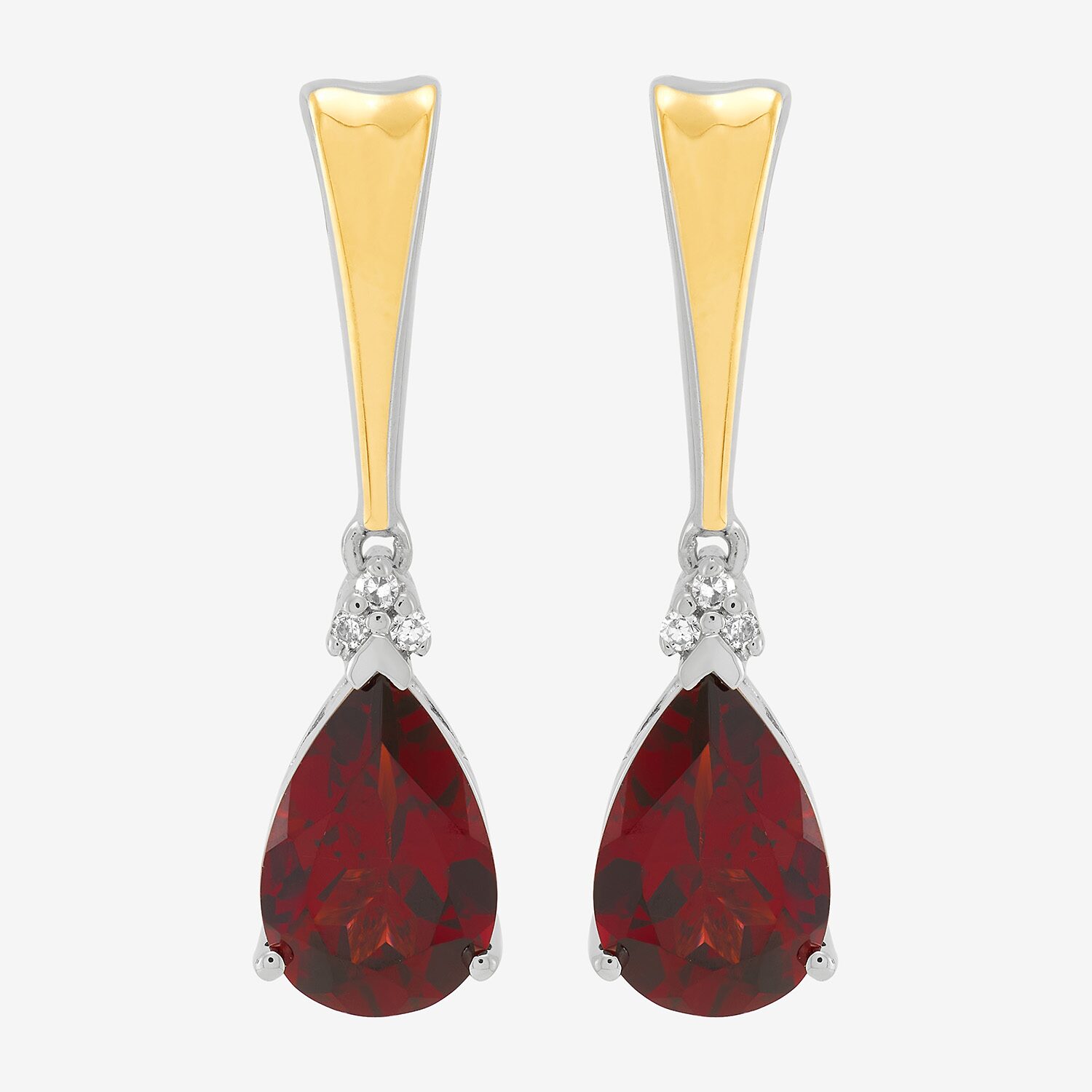 Limited Quantities! Womens Diamond Accent Genuine Red Garnet 10K Gold Over Silver Pear Drop Earrings