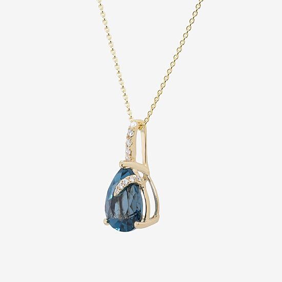 Limited Quantities! Womens 1/10 CT. T.W. Genuine Blue Topaz 14K Gold 18 Inch Pendant Necklace
