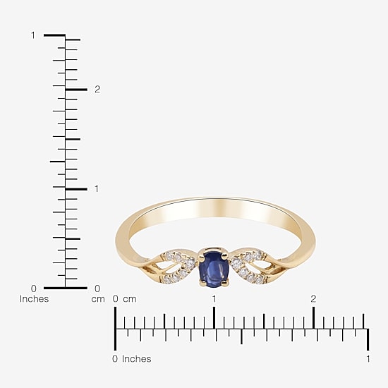 Limited Quantities! Womens Diamond Accent Genuine Blue Sapphire 10K Gold Cocktail Ring