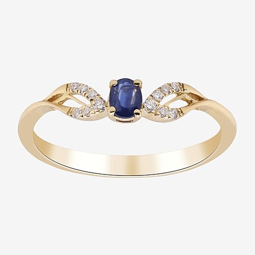 Limited Quantities! Womens Diamond Accent Genuine Blue Sapphire 10K Gold Cocktail Ring, 7, Blue