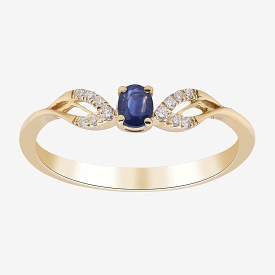 Limited Quantities! Womens Diamond Accent Genuine Blue Sapphire 10K Gold Cocktail Ring