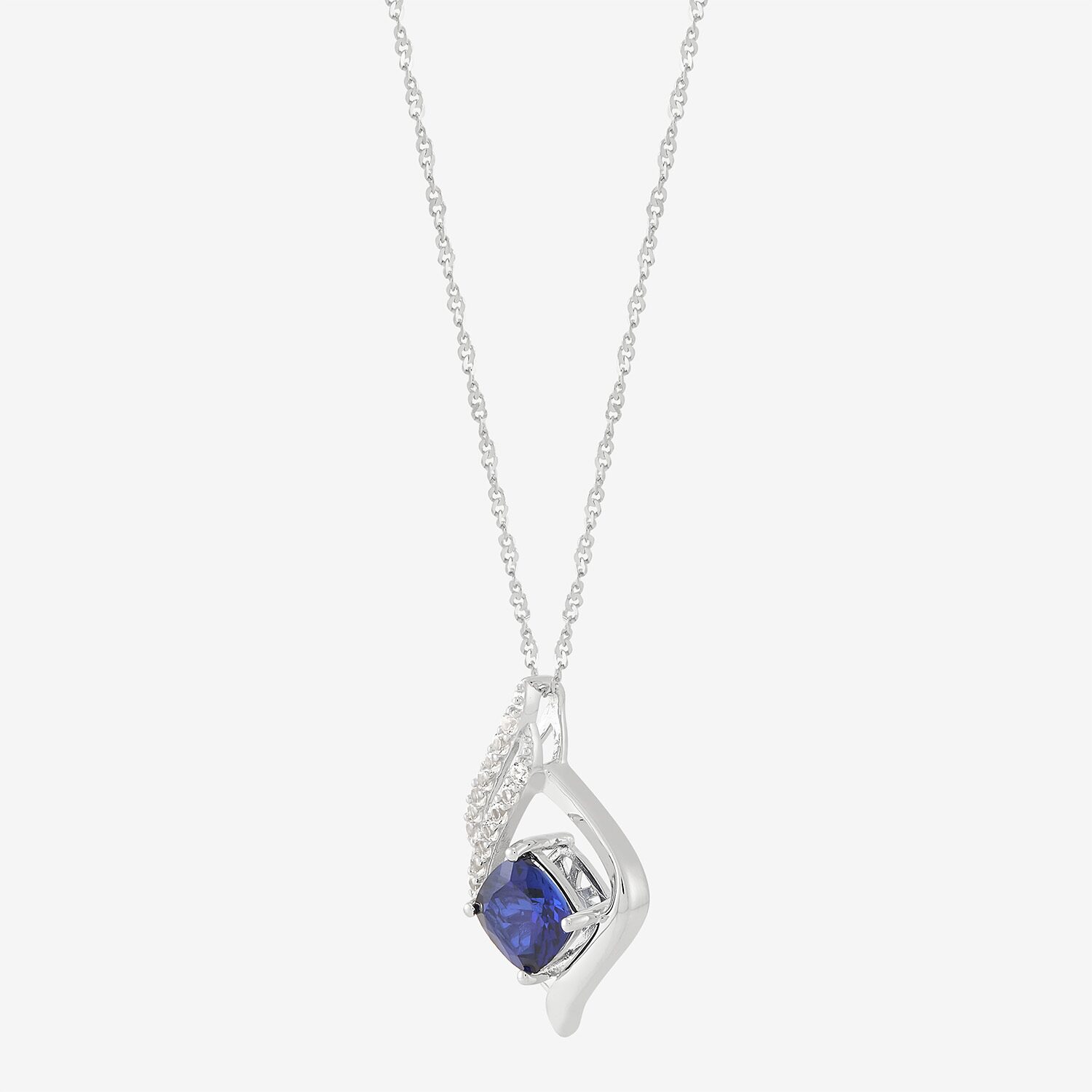 Limited Quantities! Womens Lab Created Blue Sapphire Sterling Silver 18 Inch Pendant Necklace
