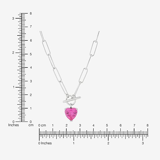 Limited Quantities! Womens Lab Created Pink Sapphire Sterling Silver Heart 18 Inch Pendant Necklace