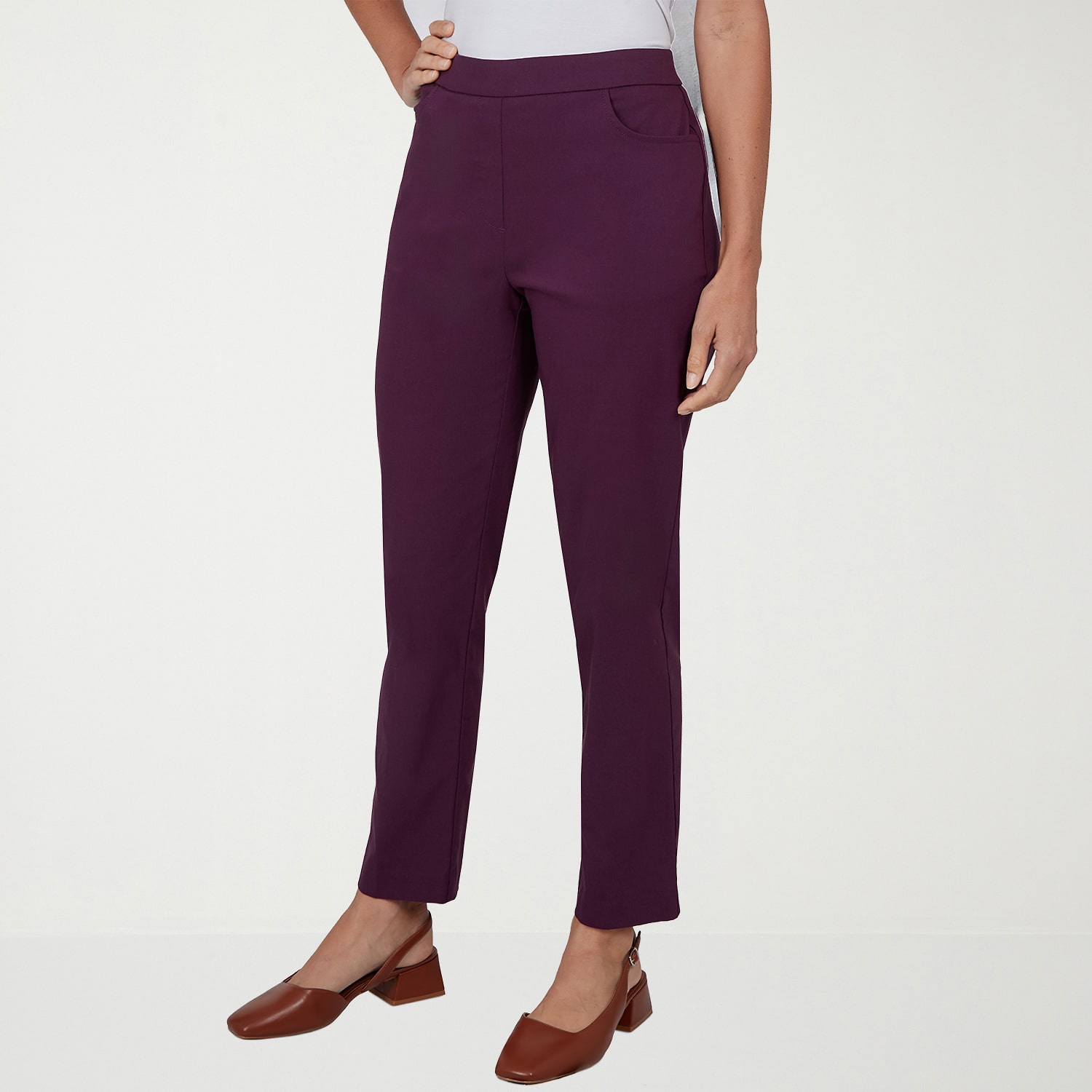 Alfred Dunner Vail Womens Misses Short Straight Mid Rise Pull-On Pant
