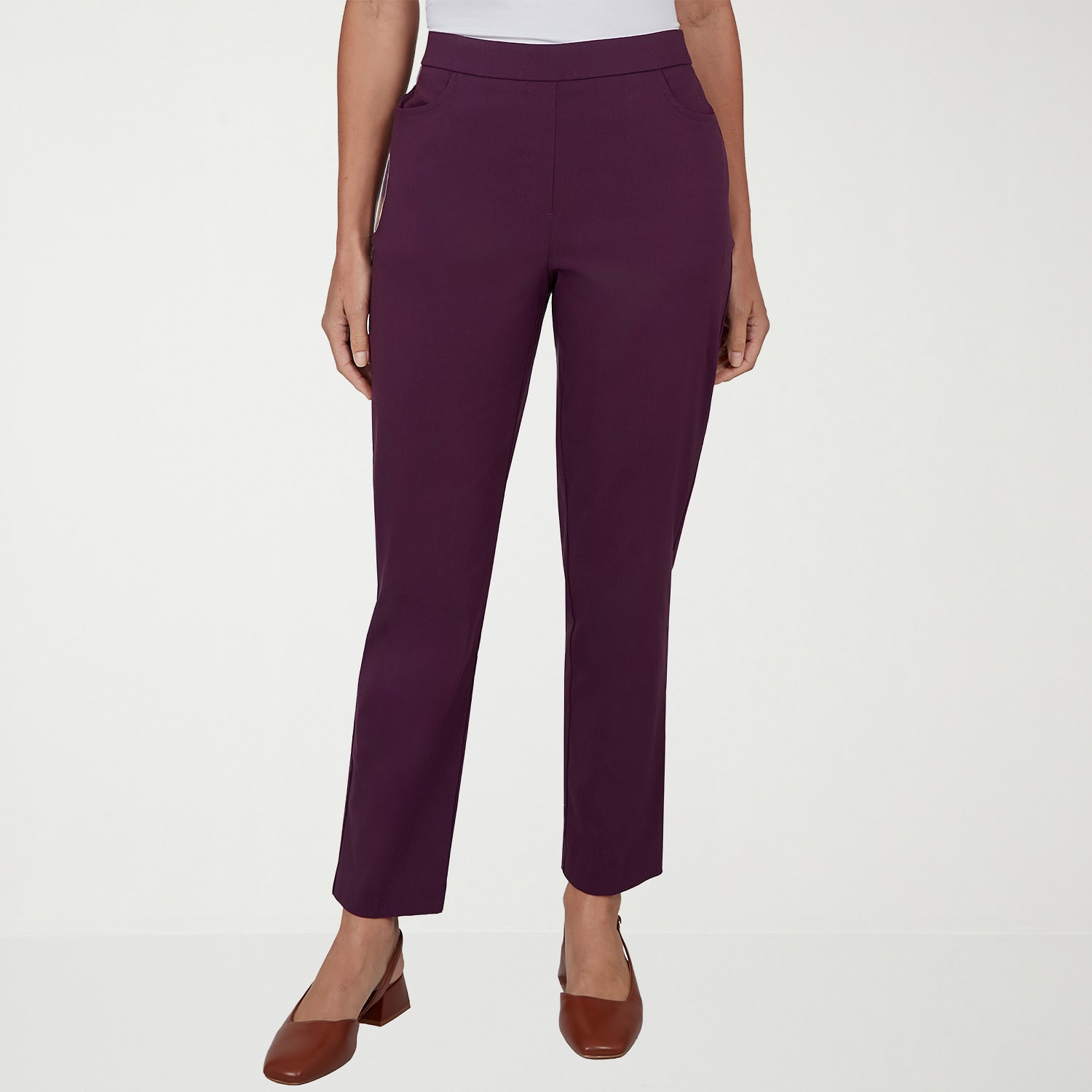 Alfred Dunner Vail Womens Misses Short Straight Mid Rise Pull-On Pant