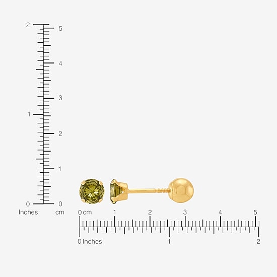 Limited Quantities! Green Cubic Zirconia 14K Gold 4mm Stud Earrings