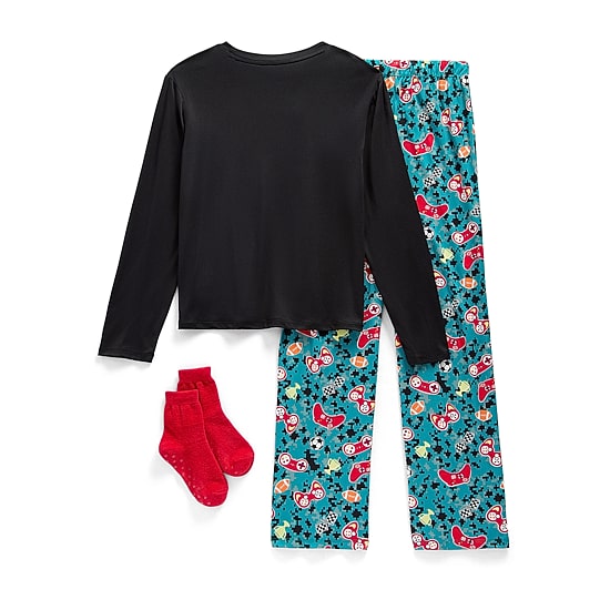 Jaclyn Boys Crew Neck Long Sleeve 3-pc. Pajama Set