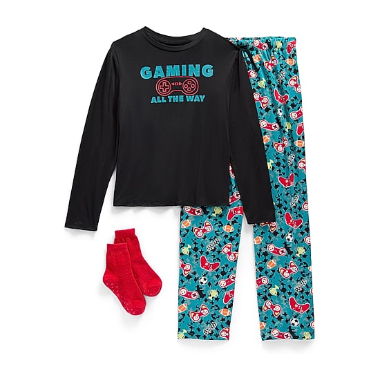 Jaclyn Boys Crew Neck Long Sleeve 3-pc. Pajama Set