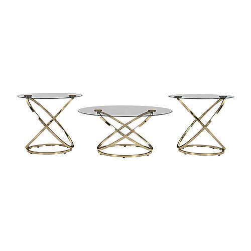 Signature Design by Ashley Crawfordsville Table Set of 3, One Size, Yellow