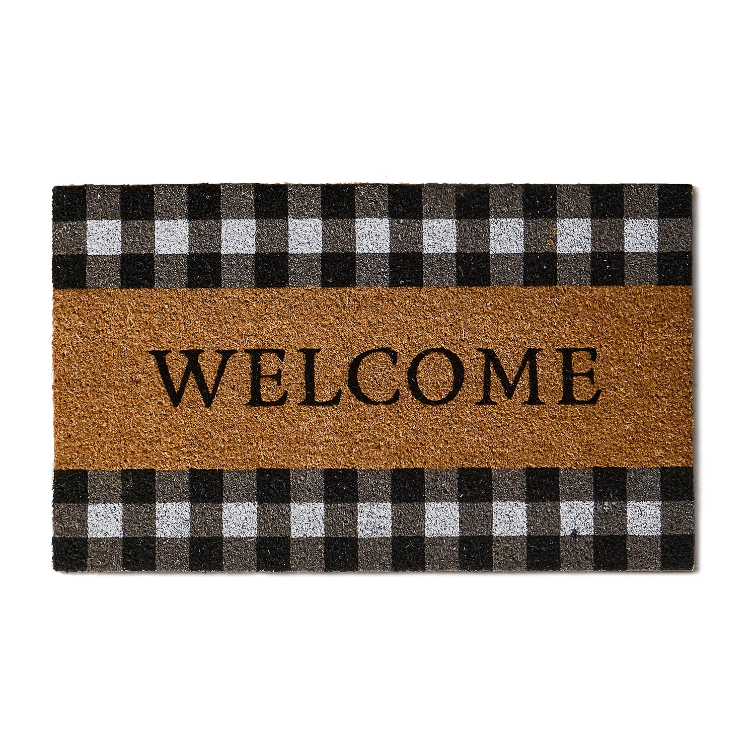 Linden Street Gingham Welcome Coir Doormat