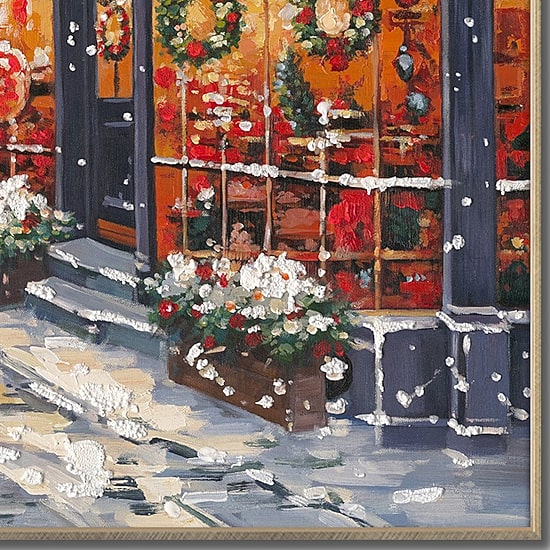 Streamline Art Christmas On Main Street Embellished Canvas Art