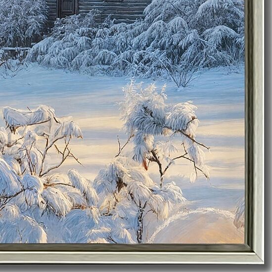 Streamline Art Cardinal On A Snowy Fence Embellished Canvas Art