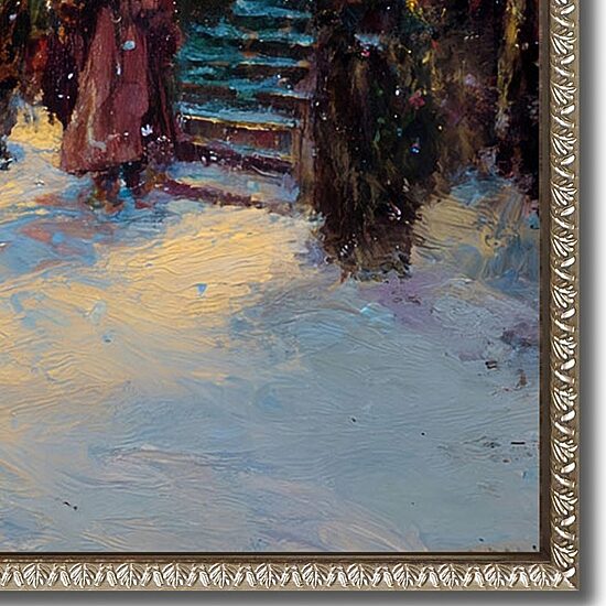 Streamline Art Santa In The Town Center Embellished Canvas Art