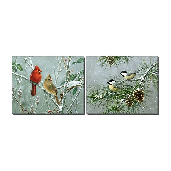 Streamline Art Birds In Sumac Embellished Canvas Art