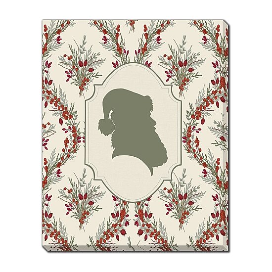 Streamline Art Green Santa Silhouette Embellished Canvas Art