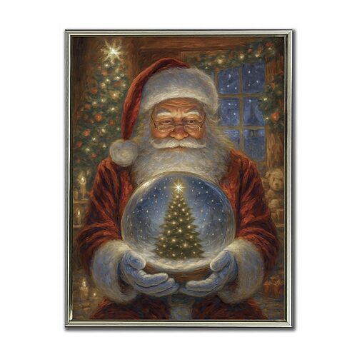 Streamline Art Santa Snow Globe Embellished Canvas Art In Red