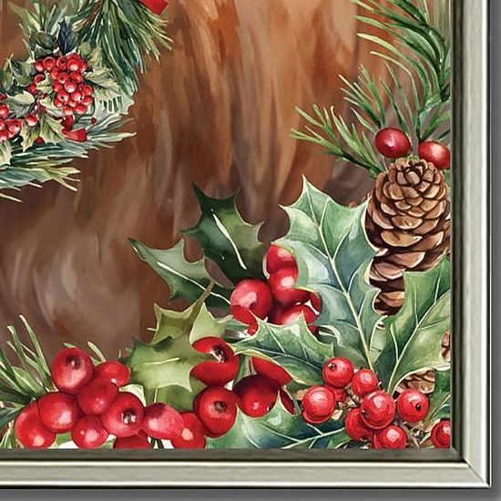 Streamline Art Christmas Deer In The Forest Embellished Canvas Art
