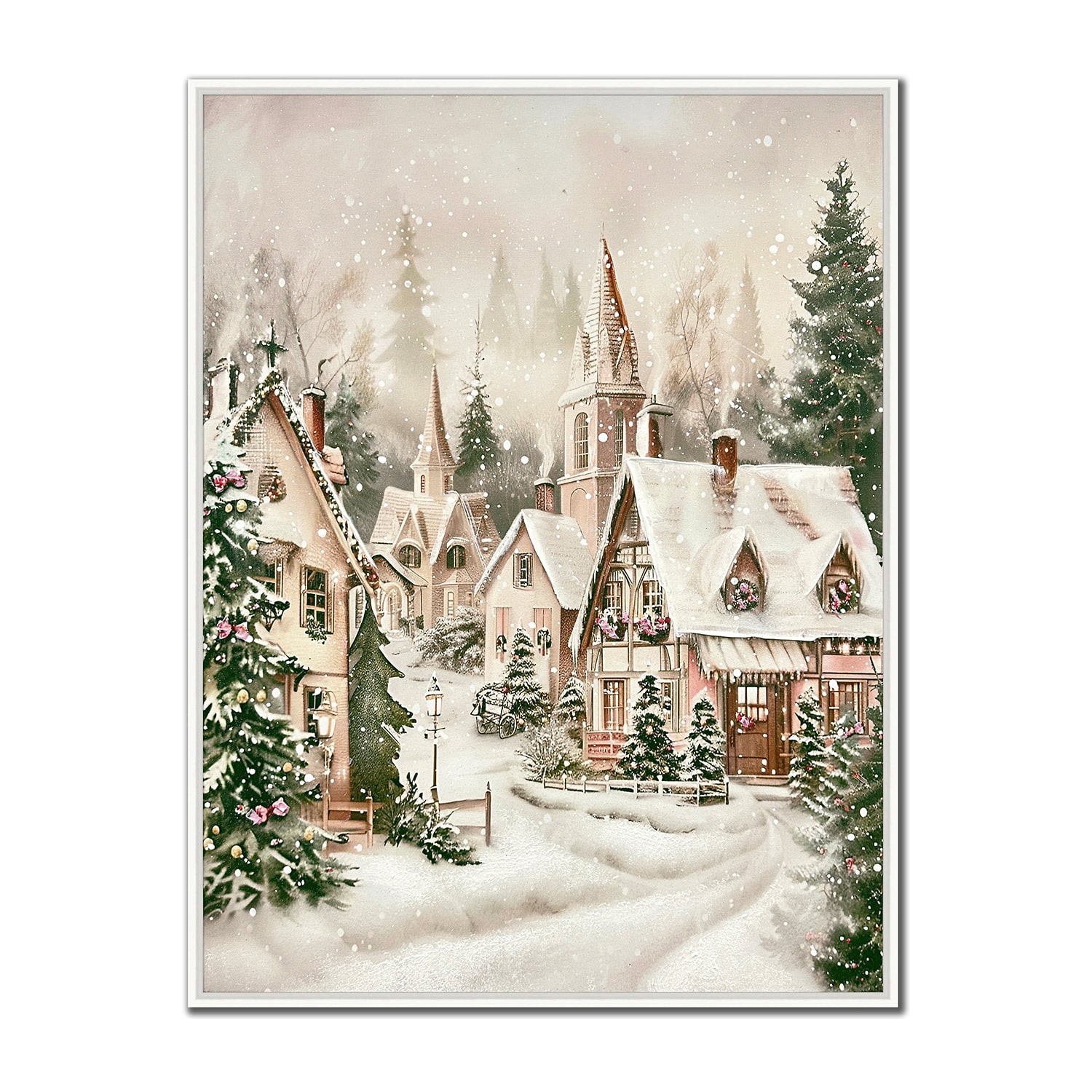 Streamline Art Cozy Christmas Village Embellished Canvas Art