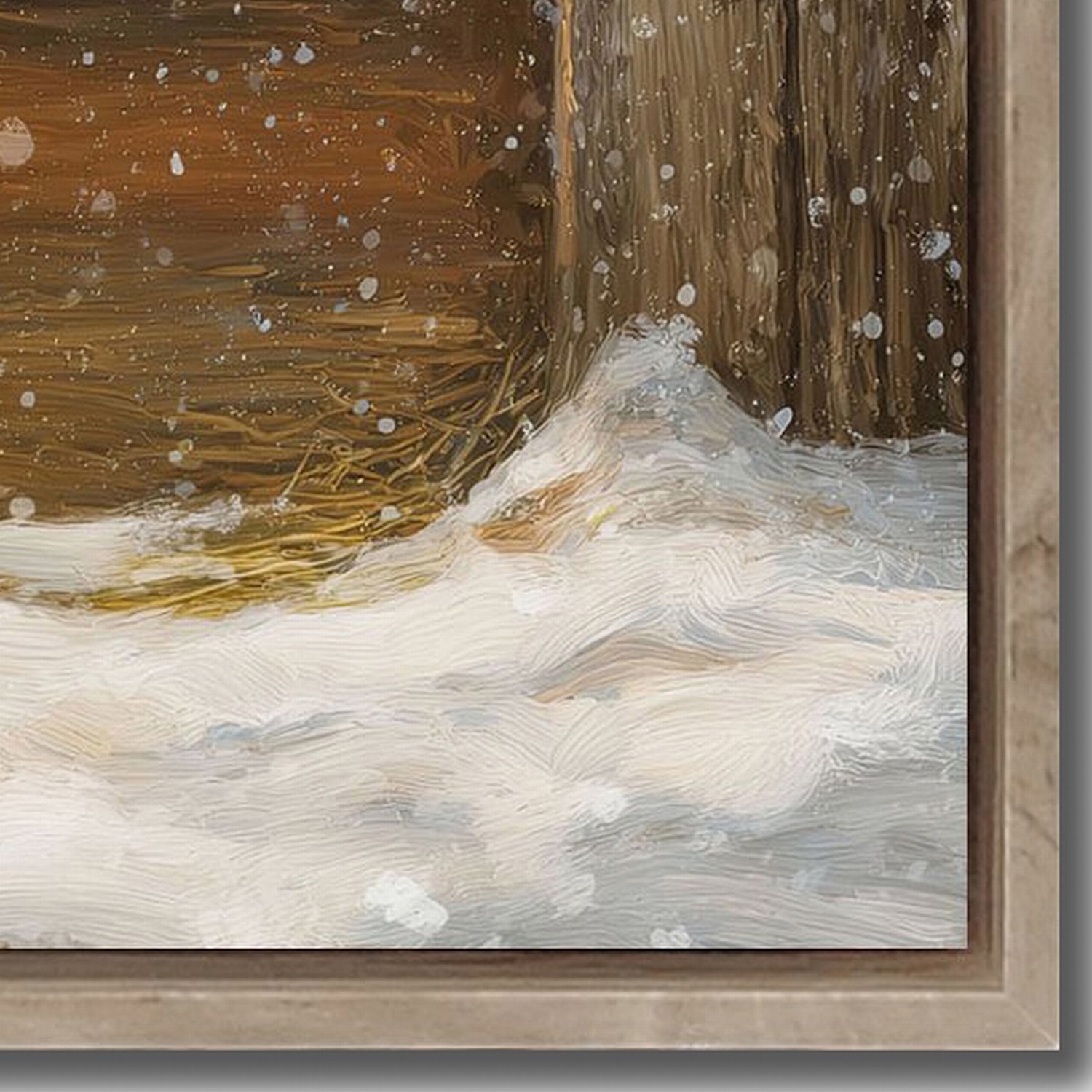 Streamline Art Christmas Lamb Barn Embellished Canvas Art