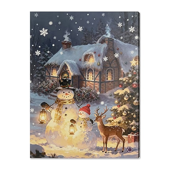 Streamline Art Snowman Smiles Light-Up Canvas Art