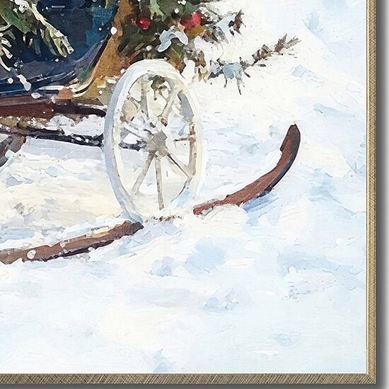 Streamline Art Sleigh Bells And Storefronts Embellished Canvas Art