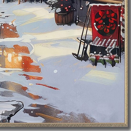 Streamline Art Christmas On Main Street Embellished Canvas Art