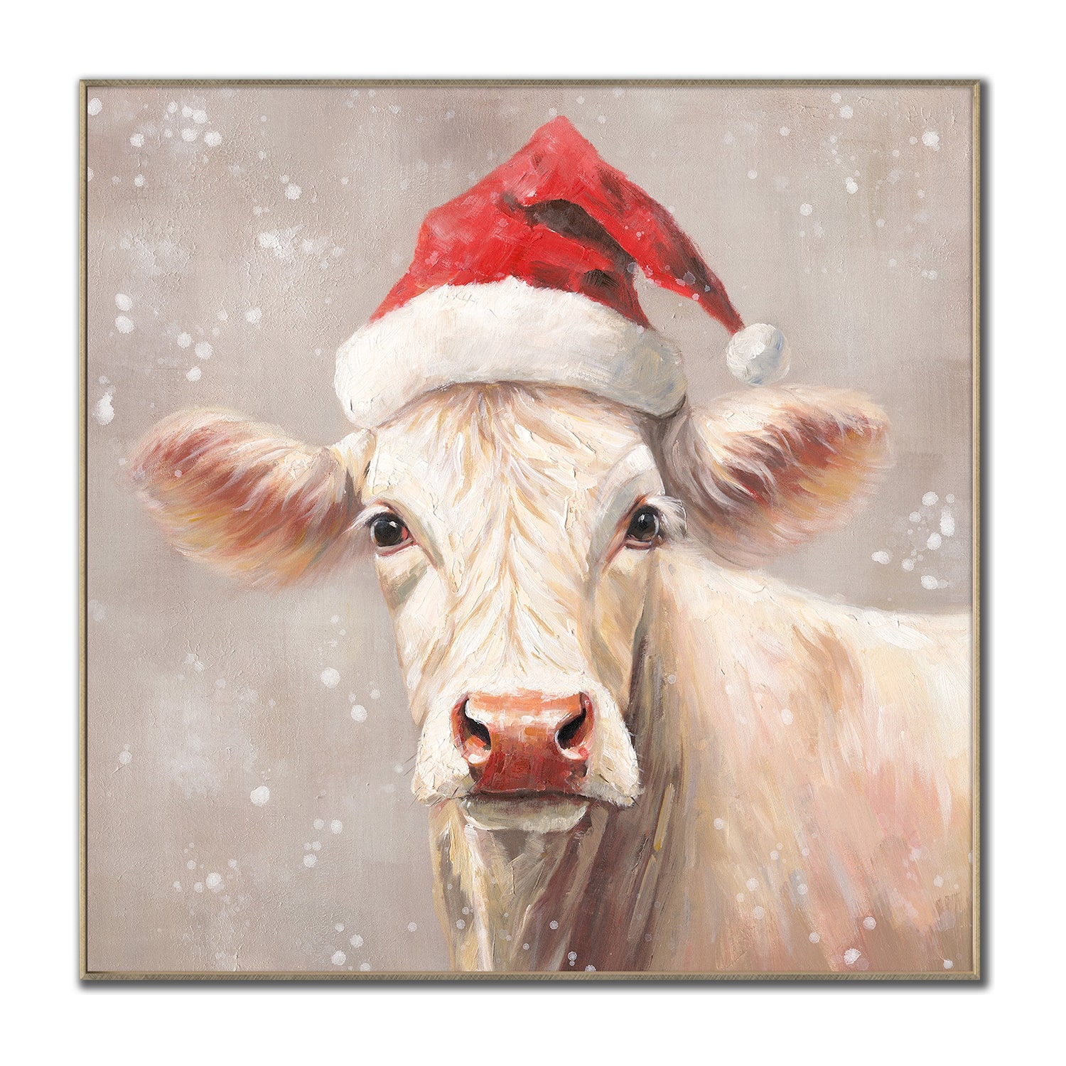 Streamline Art Santa’S Little Cow Embellished Canvas Art