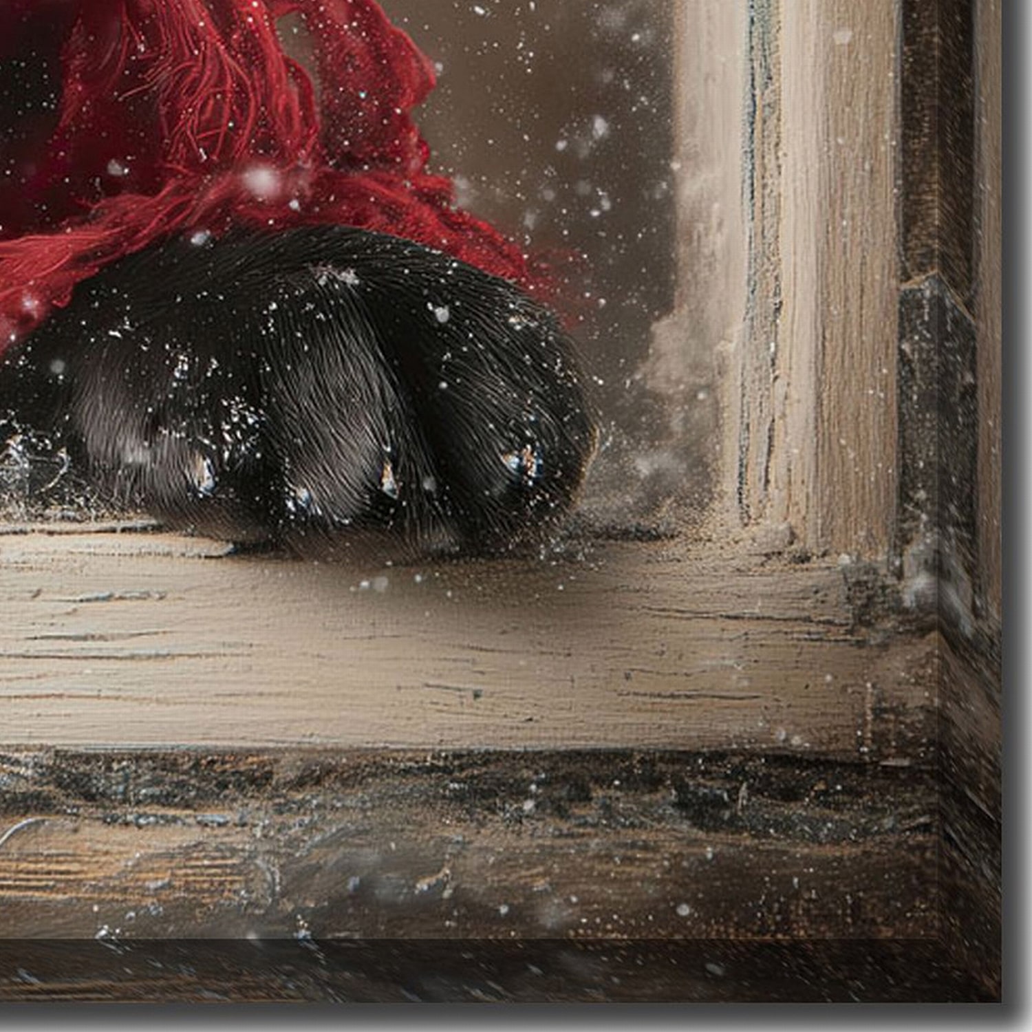 Streamline Art Black Lab Christmas Window Embellished Canvas Art