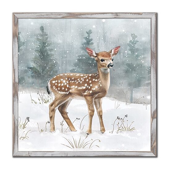 Streamline Art Winter Fawn Embellished Canvas Art