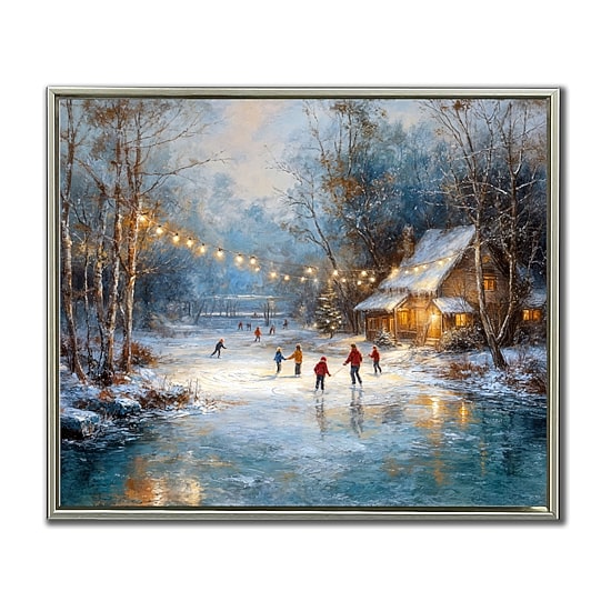 Streamline Art Ice Skating Embellished Canvas Art