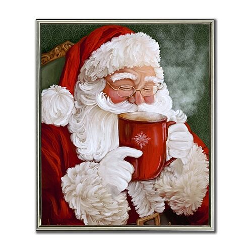 Streamline Art Christmas Coffee Embellished Canvas Art In Red