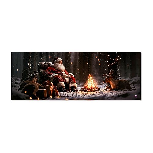 Streamline Art Fireside With Santa Light-up Canvas Art In Red