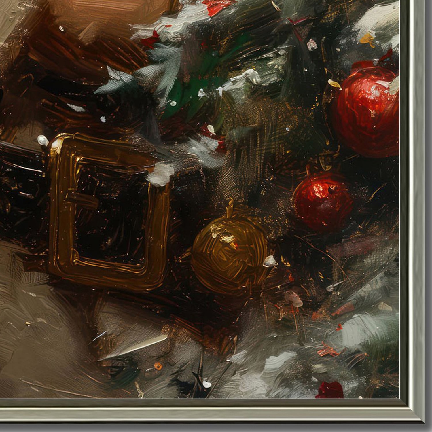 Streamline Art Santa Claus And Christmas Tree Embellished Canvas Art