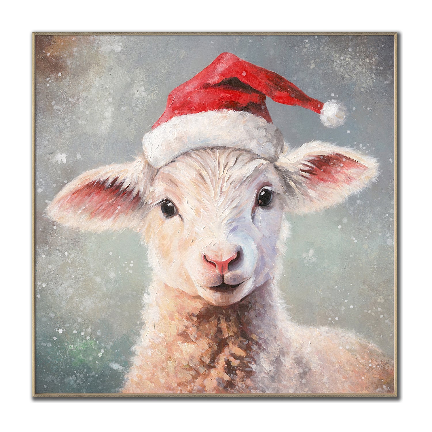 Streamline Art Santa’S Little Lamb Embellished Canvas Art
