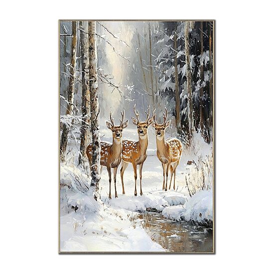 Streamline Art Reindeer Trio Embellished Canvas Art