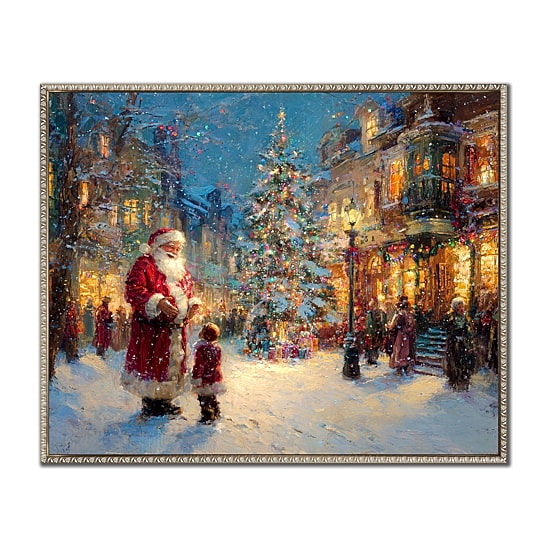 Streamline Art Santa In The Town Center Embellished Canvas Art