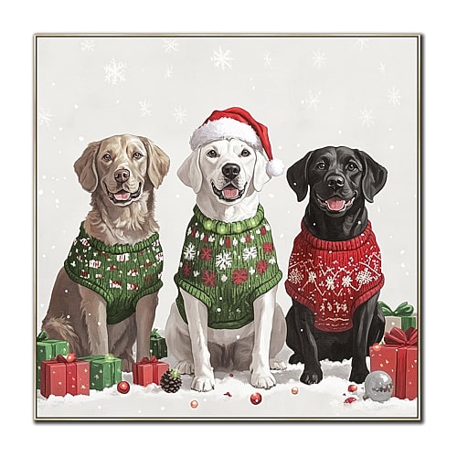 Streamline Art Wrapped In Woofs Embellished Canvas Art In White