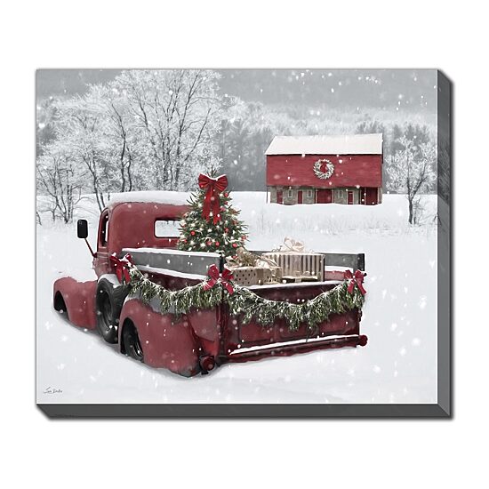 Streamline Art Snowy Christmas Truck Light-Up Canvas Art