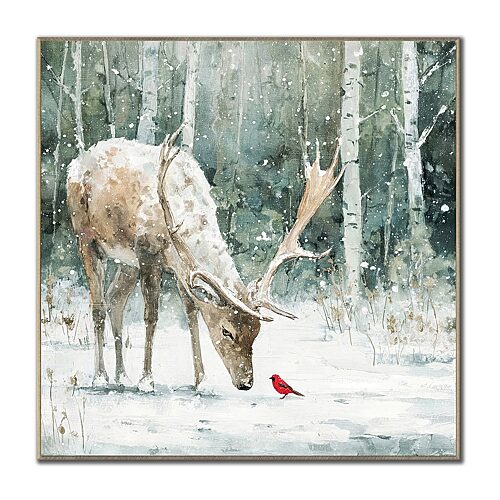 Streamline Art Cardinalâs Greeting Embellished Canvas Art In Green