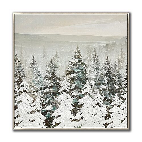 Streamline Art Evergreen Silence Embellished Canvas Art In Green