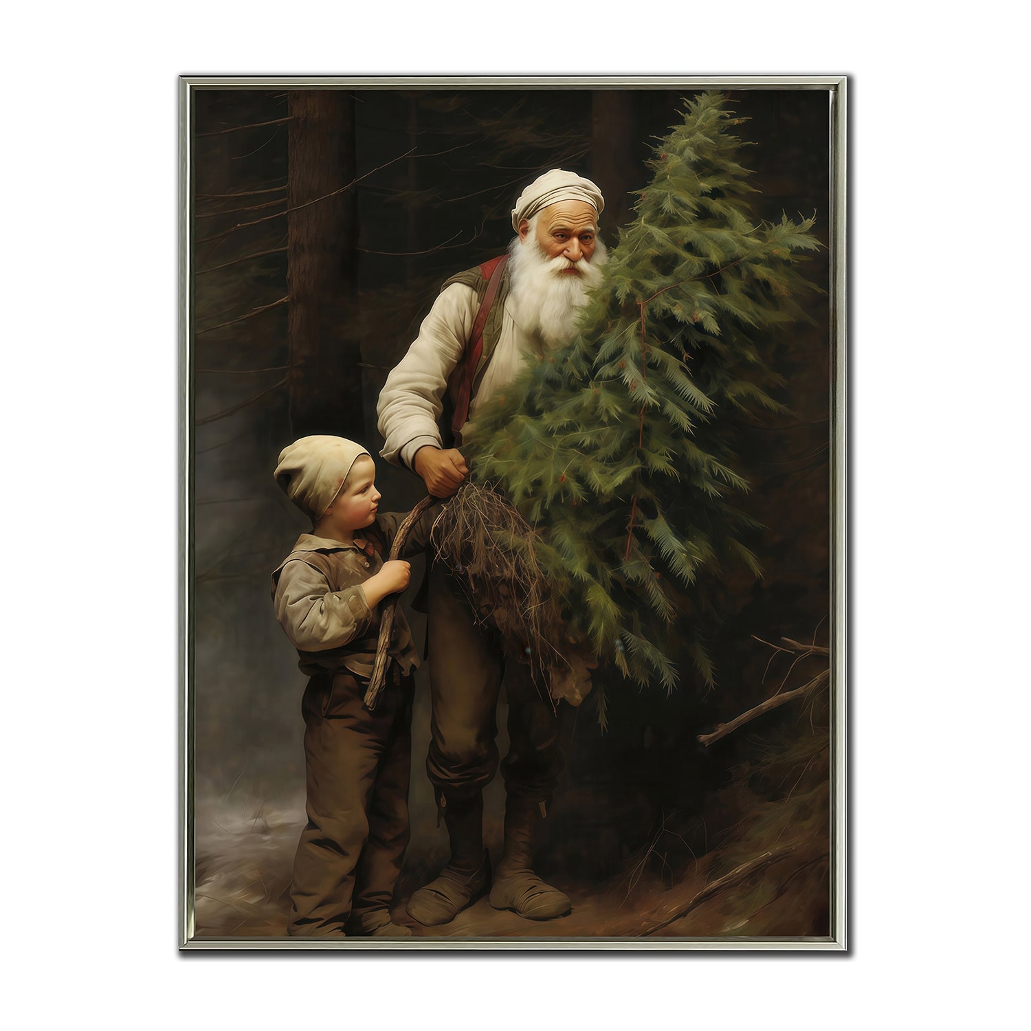 Streamline Art Christmas Tree Tradition Embellished Canvas Art
