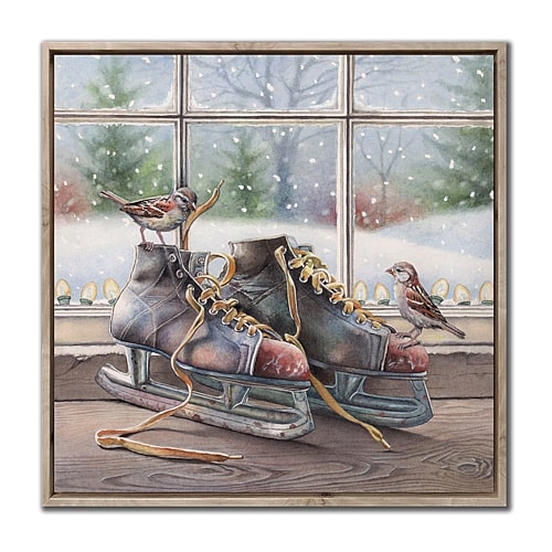 Streamline Art Lacing Up Embellished Canvas Art In Brown