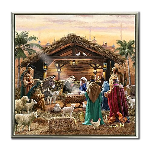 Streamline Art New Nativity Embellished Canvas Art In Brown