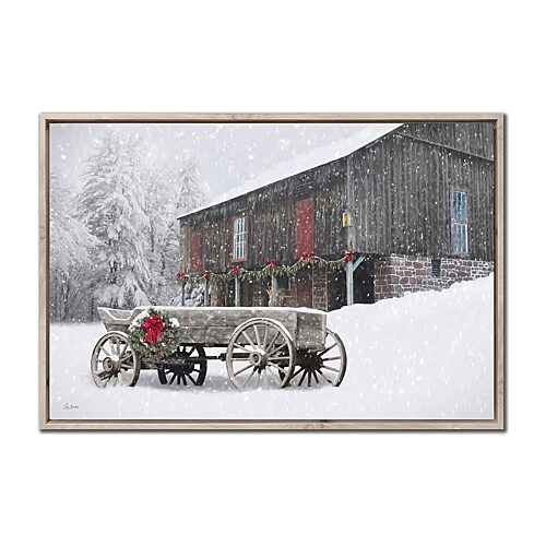 Streamline Art Festive Snowfall Embellished Canvas Art In Gray
