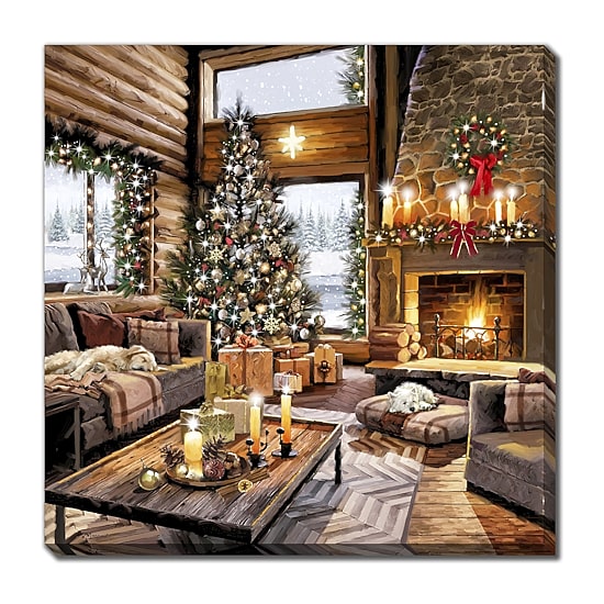 Streamline Art Rustic Cabin Led Light Up Canvas Art